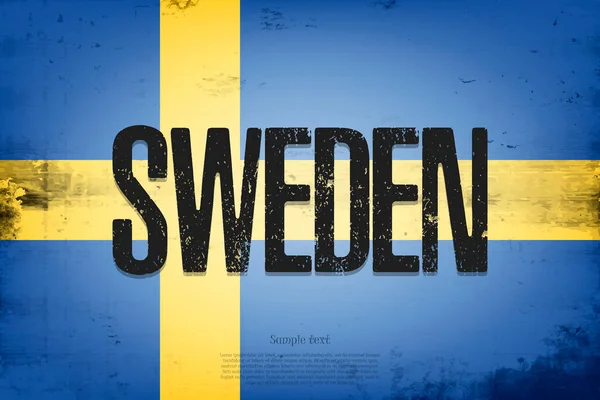 Государственный Флаг Швеции Винтажное Прошлое Глиняная Фактура Дизайн Баннеров Векторная — стоковый вектор