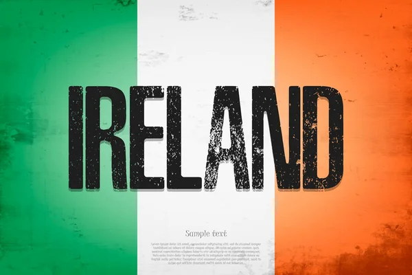 Irlands Nationella Flagga Vintage Bakgrund Grunge Textur Banner Design Mönster — Stock vektor
