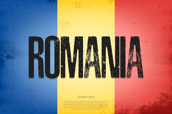 Nationale Vlag Van Roemenië Vintage Achtergrond Grunge Textuur Banner Ontwerp — Stockvector