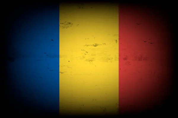 Bendera Nasional Rumania Latar Belakang Antik Tekstur Grunge Pola Desain - Stok Vektor