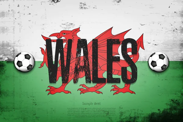 Wales Nationella Flagga Vintage Bakgrund Grunge Textur Banner Design Mönster — Stock vektor