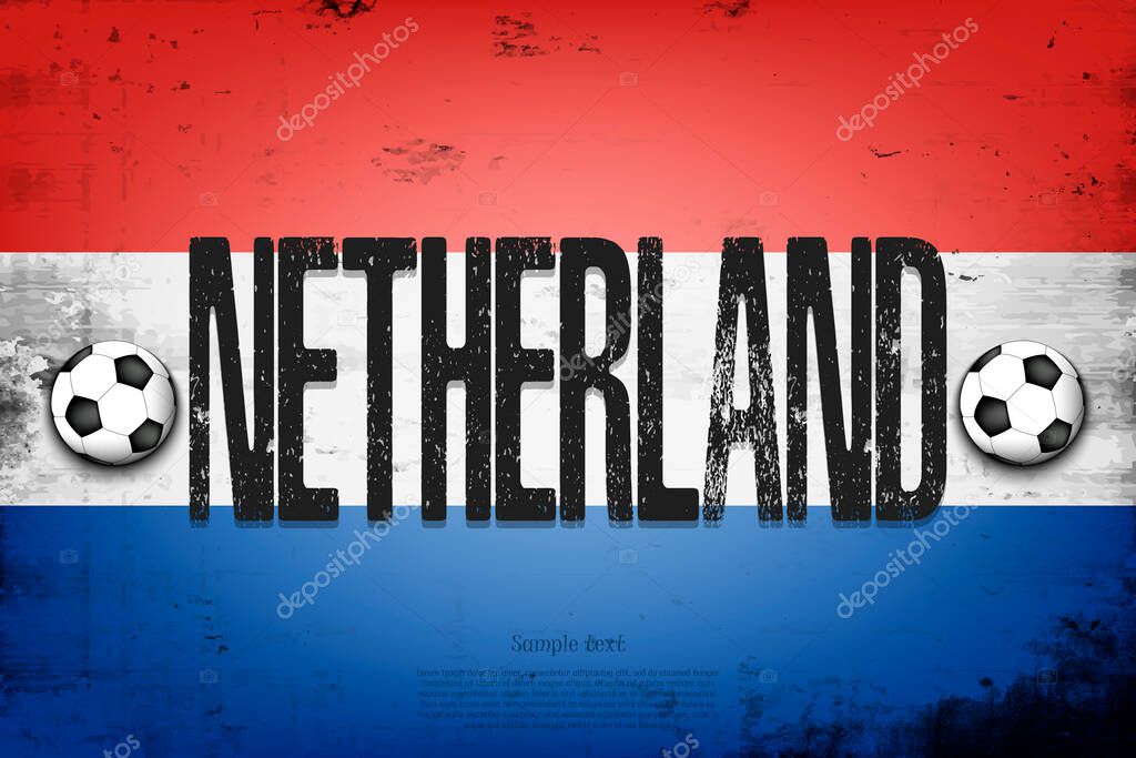 National flag of Netherlands. Vintage background. Grunge texture. Banner design pattern. Vector illustration