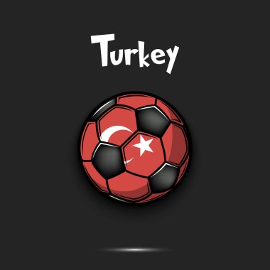 Türk bayrağı renginde futbol topu. İzole bir arkaplanda yapılmış bir futbol topu şeklinde Türkiye bayrağı. Futbol şampiyonası afişi. Vektör illüstrasyonu