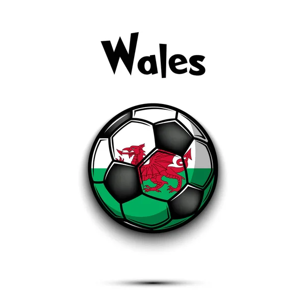 Fotboll Med Walesiska Nationella Flaggan Färger Flagga Wales Form Fotboll — Stock vektor