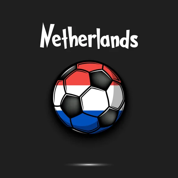 オランダ国旗色のサッカーボール サッカーボールの形でオランダの国旗が孤立した背景で作られています サッカー選手権のバナー ベクターイラスト — ストックベクタ