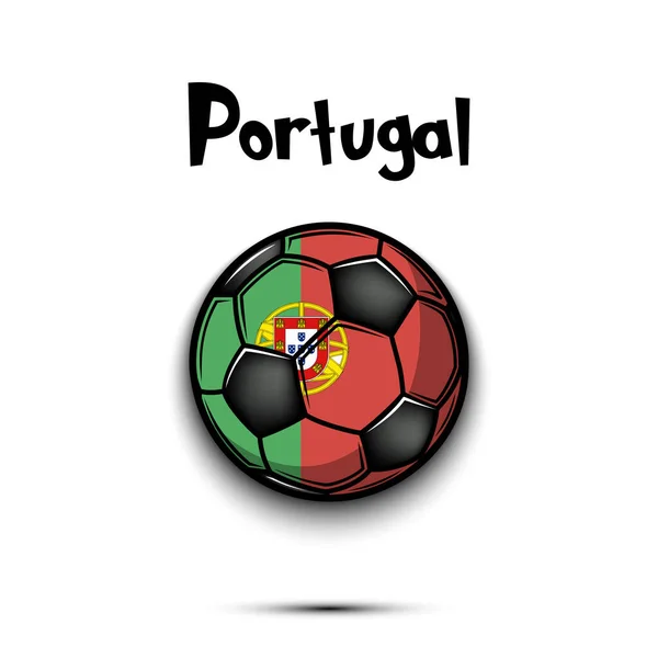 ポルトガル国旗色のサッカーボール ポルトガルの国旗をサッカーボールの形で孤立した背景で作られています サッカートーナメントのデザインパターン ベクターイラスト — ストックベクタ
