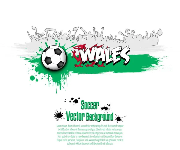 Flagge Von Wales Mit Fußballfans Aus Flecken Malen Auf Einem — Stockvektor