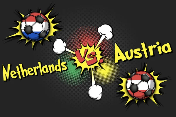 Jogo Futebol Holanda Áustria Jogo Torneio Futebol 2020 Adiado Para — Vetor de Stock