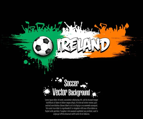 爱尔兰的国旗与来自斑斑的足球迷画在一个孤立的背景上 足球主题的设计模式 矢量说明 — 图库矢量图片