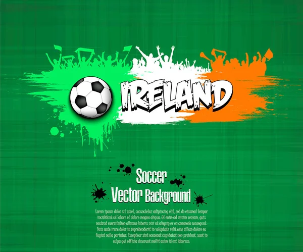 爱尔兰的国旗与来自斑斑的足球迷画在一个孤立的背景上 足球主题的设计模式 矢量说明 — 图库矢量图片