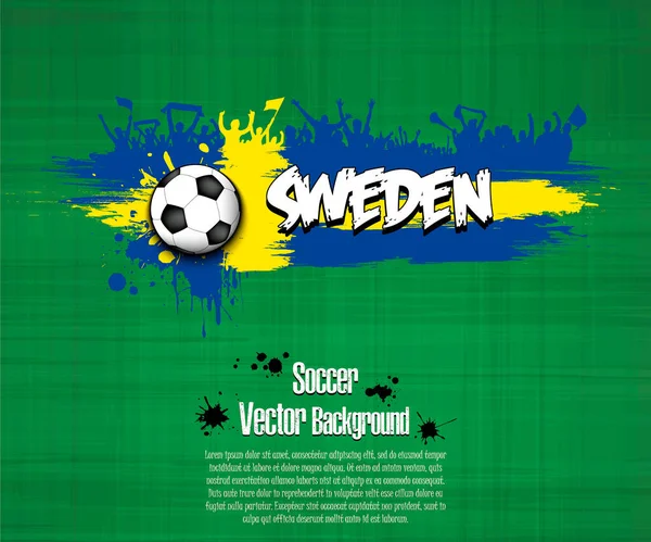 Švédská Vlajka Fotbalovými Fanoušky Skvrn Malovat Izolovaném Pozadí Design Vzoru — Stockový vektor