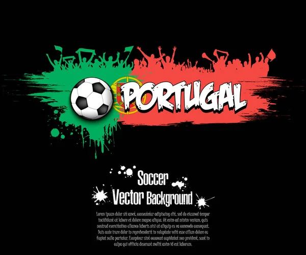 Flagga Portugal Med Fotbollsfans Från Fläckar Färg Isolerad Bakgrund Designmönster — Stock vektor