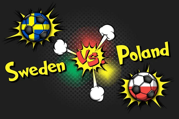Fußballspiel Schweden Gegen Polen Fußballturnierspiel 2020 Verschoben Auf 2021 Popart — Stockvektor