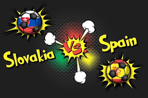 Fußballspiel Slowakei Gegen Spanien Fußballturnierspiel 2020 Verschoben Auf 2021 Popart — Stockvektor