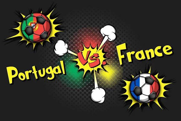 Ποδόσφαιρο Παιχνίδι Πορτογαλία Εναντίον Της Γαλλίας Τουρνουά Ποδοσφαίρου 2020 Αναβλήθηκε — Διανυσματικό Αρχείο