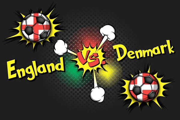 Partita Calcio Inghilterra Contro Danimarca Partita Del Torneo Calcio 2020 — Vettoriale Stock