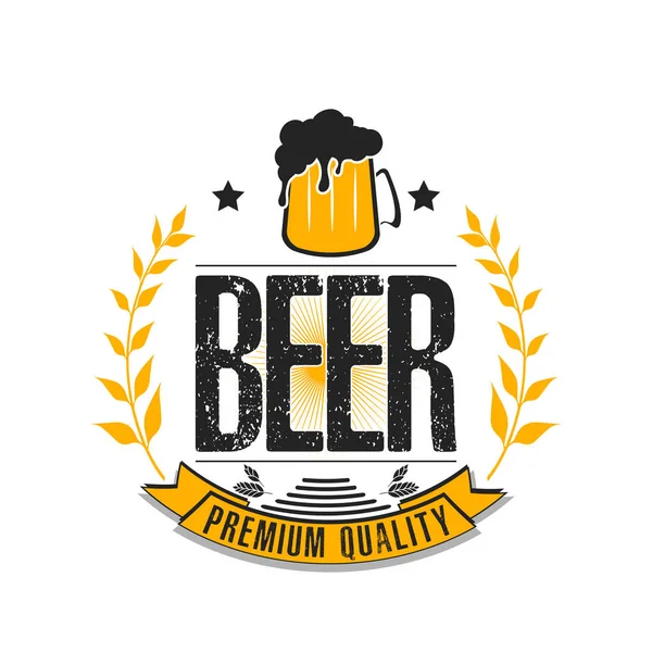 Logo Cerveza Patrón Para Emblema Diseño Icono Etiqueta Bandera Impresión — Vector de stock