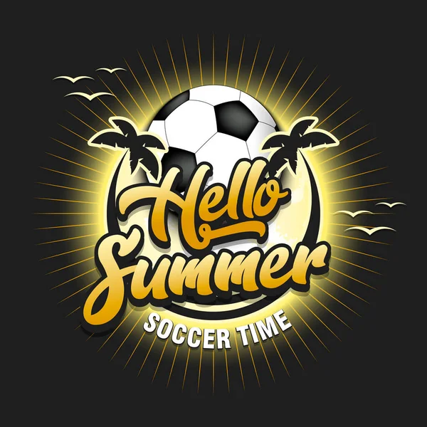 Sommer Fußball Logo Hallo Sommer Fußballzeit Muster Für Design Poster — Stockvektor