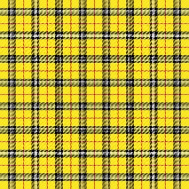 Tartan ekose. Sarı ve siyah kafeste İskoç deseni. İskoç kafesi. Geleneksel İskoç geçmişi. Kusursuz kumaş dokusu. Vektör illüstrasyonu