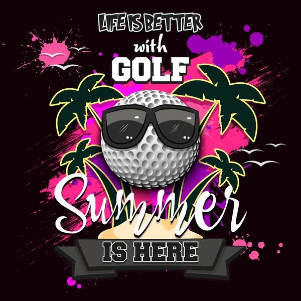 Sommergolfplakat Mit Golf Ist Das Leben Besser Der Sommer Ist — Stockvektor