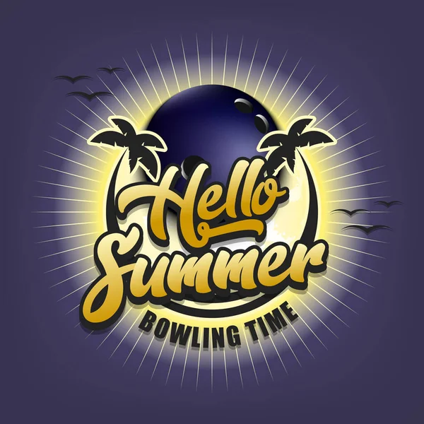 Sommer Bowling Logo Hallo Sommer Bowling Zeit Muster Für Design — Stockvektor