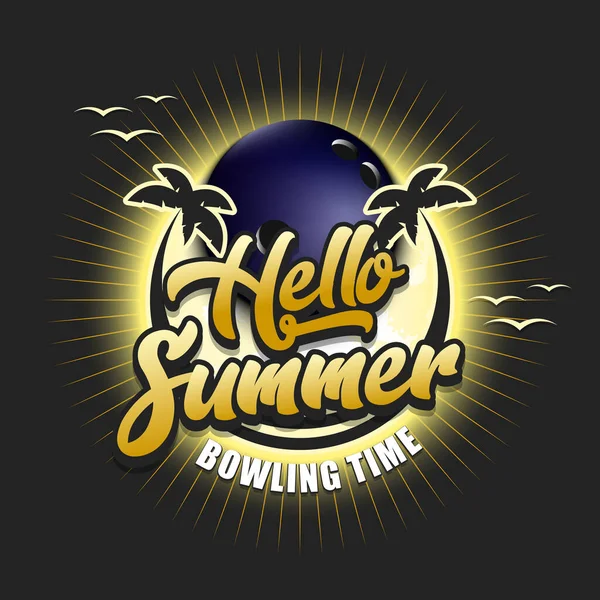 Sommer Bowling Logo Hallo Sommer Bowling Zeit Muster Für Design — Stockvektor