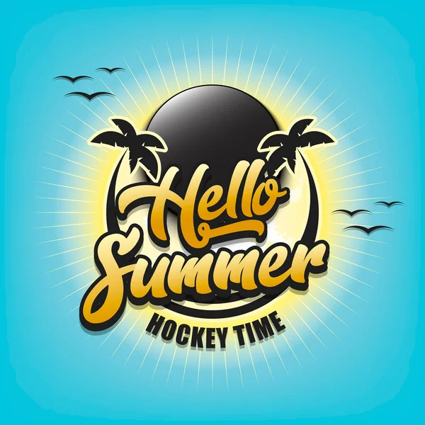 Zomer Hockey Logo Hallo Zomer Hockey Tijd Patroon Voor Design — Stockvector