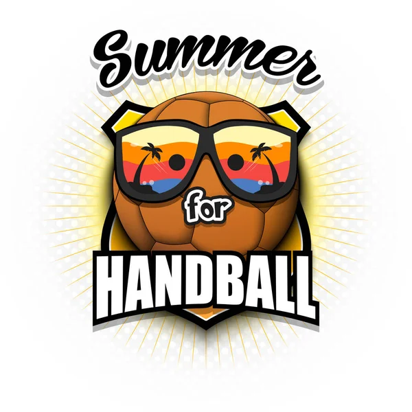 Yaz hentbol logosu. Hentbol yazı. Tasarım posteri, logo, amblem, etiket, pankart, simge için desen. İzole edilmiş arka planda hentbol şablonu. Vektör illüstrasyonu