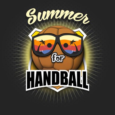 Yaz hentbol logosu. Hentbol yazı. Tasarım posteri, logo, amblem, etiket, pankart, simge için desen. İzole edilmiş arka planda hentbol şablonu. Vektör illüstrasyonu