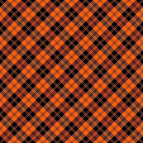 Schottenkariert Schottisches Muster Orange Und Schwarz Käfig Schottischer Käfig Traditionell — Stockvektor