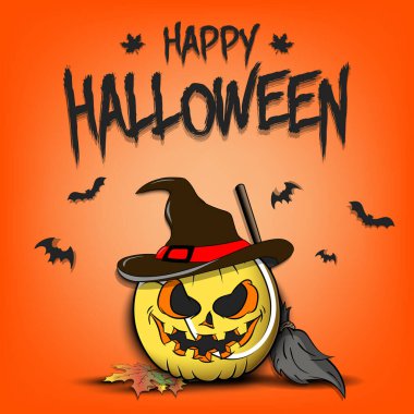 Mutlu Cadılar Bayramı. Şablon tenis tasarımı. Tenis topu, izole bir arka planda cadı şapkasıyla kabak şeklinde. Pankart, poster, tebrik kartı, davetiye. Vektör illüstrasyonu