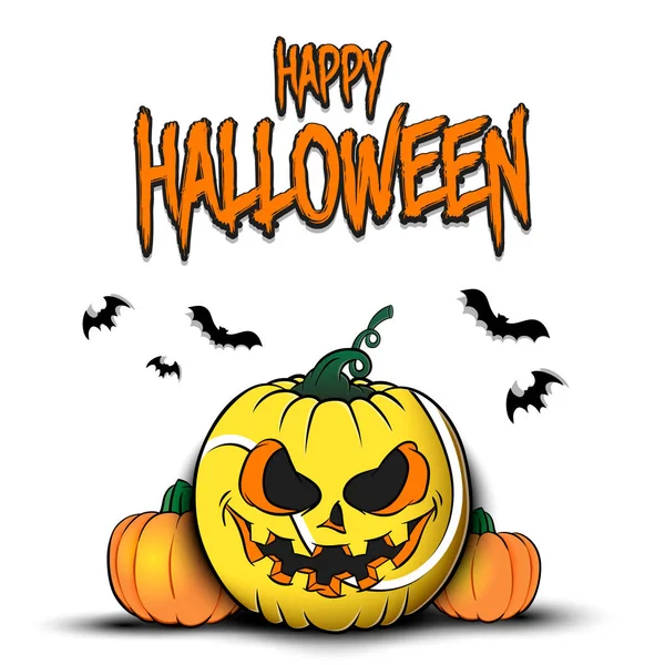 Mutlu Cadılar Bayramı. Şablon tenis tasarımı. Tenis topu, balkabağı şeklinde izole edilmiş balkabağı şeklinde. Pankart, poster, tebrik kartı, davetiye. Vektör illüstrasyonu