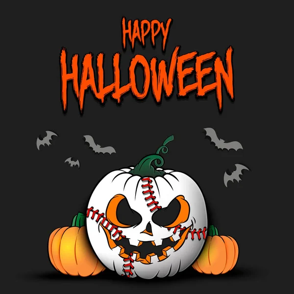 Happy Halloween Template Baseball Design Baseball Ball Form Pumpkin Pumpkins — Stock Vector