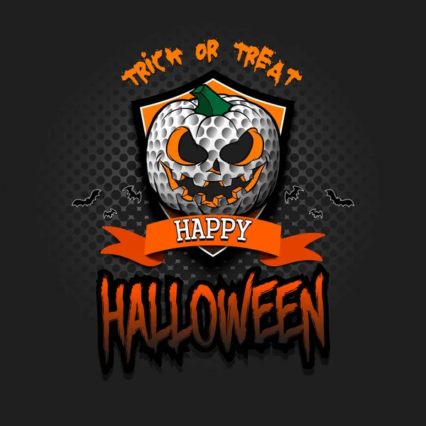 Joyeux Halloween Modèle Conception Golf Logo Balle Golf Forme Citrouille — Image vectorielle