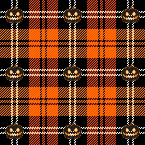 Halloween Xadrez Tartan Padrão Escocês Gaiola Preta Laranja Gaiola Escocesa — Vetor de Stock