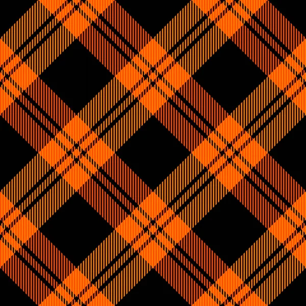 対角タータンハロウィンを果たした オレンジと黒のケージにスコットランドのパターン スコットランドの檻 スコットランドの伝統的なチェックの背景 シームレスな生地の質感 ベクターイラスト — ストックベクタ