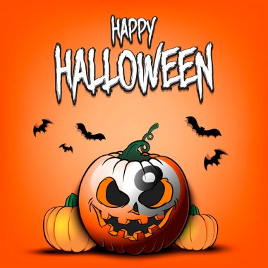 Mutlu Cadılar Bayramı. Şablon bilardo tasarımı. İzole bir arka planda balkabağı şeklinde bilardo topları. Afiş, poster, tebrik kartı, broşür, parti davetiyesi. Vektör illüstrasyonu