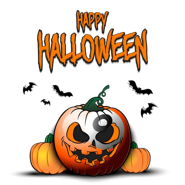 Mutlu Cadılar Bayramı. Şablon bilardo tasarımı. İzole bir arka planda balkabağı şeklinde bilardo topları. Afiş, poster, tebrik kartı, broşür, parti davetiyesi. Vektör illüstrasyonu