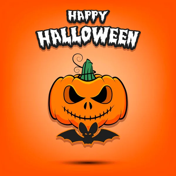 Feliz Halloween Calabaza Halloween Con Cara Siniestra Murciélago Sobre Fondo — Vector de stock