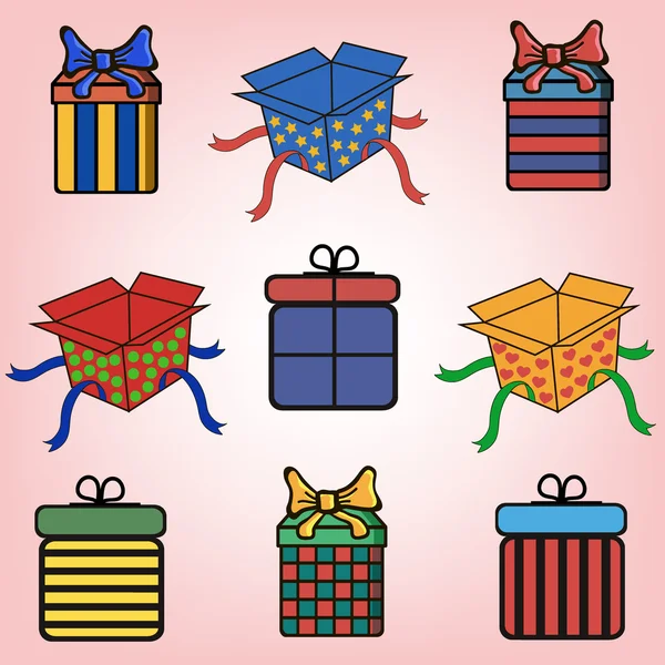 Un conjunto de cajas de regalo — Vector de stock