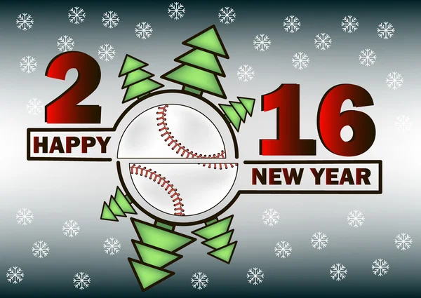 Felice anno nuovo e baseball — Vettoriale Stock