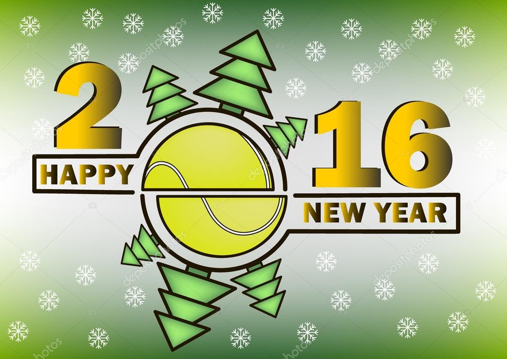 happy new year and tennis ball