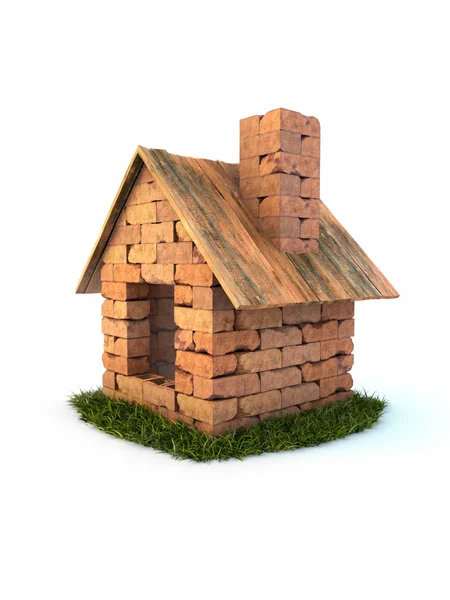 小房子的红砖 3d 渲染上白色孤立 — 图库照片