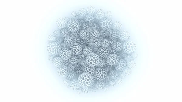 Abstract spheres scattered on white surface 3d rendering — Stock Photo, Image