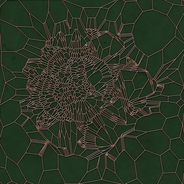 Золотий абстрактний візерунок на зеленому тлі. 3D візуалізація — стокове фото