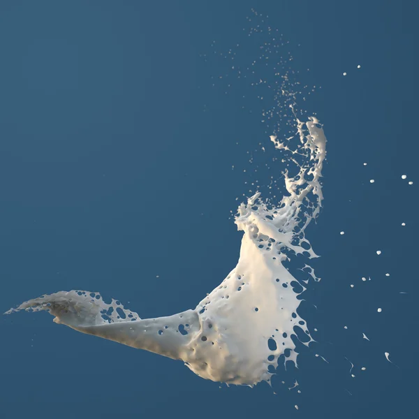 Γάλα βουτιά σε μπλε φόντο. 3D rendering — Φωτογραφία Αρχείου