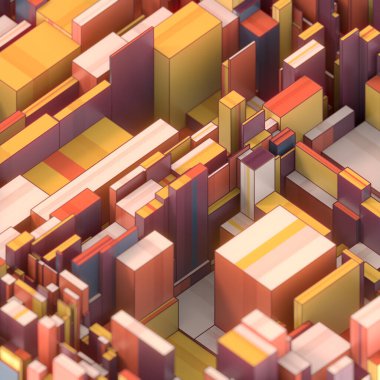 Soyut geometri şekil arkaplanı. Dijital teknoloji. 3D rengarenk çizim, modern grafik tasarımı