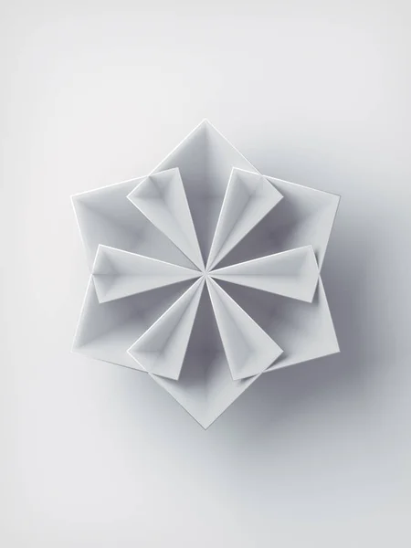 Flor Estilizada Geométrica Blanca Abstracta Renderizado Fondo Arte Elemento Diseño — Foto de Stock