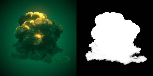 Detonação Com Fogo Verde Fumaça Química Espessa Fundo Abstrato Explosão — Fotografia de Stock