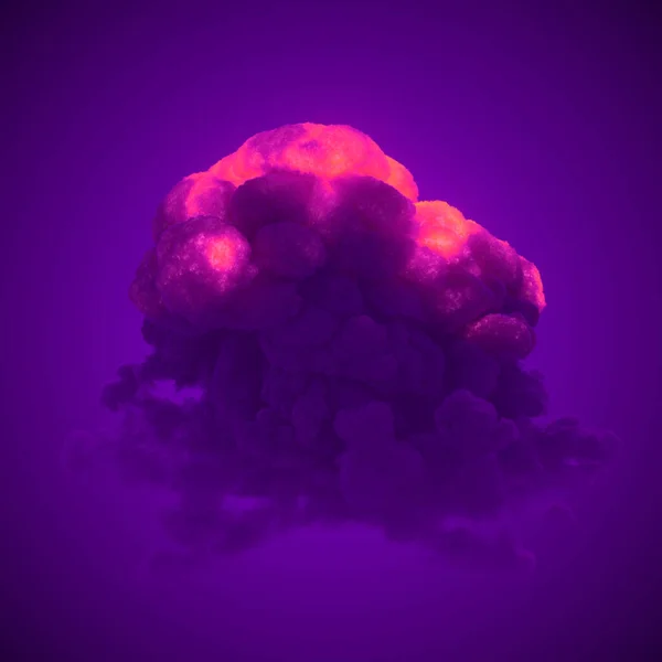 Explosión Química Con Fantástica Gran Nube Humo Violeta Grueso Para — Foto de Stock